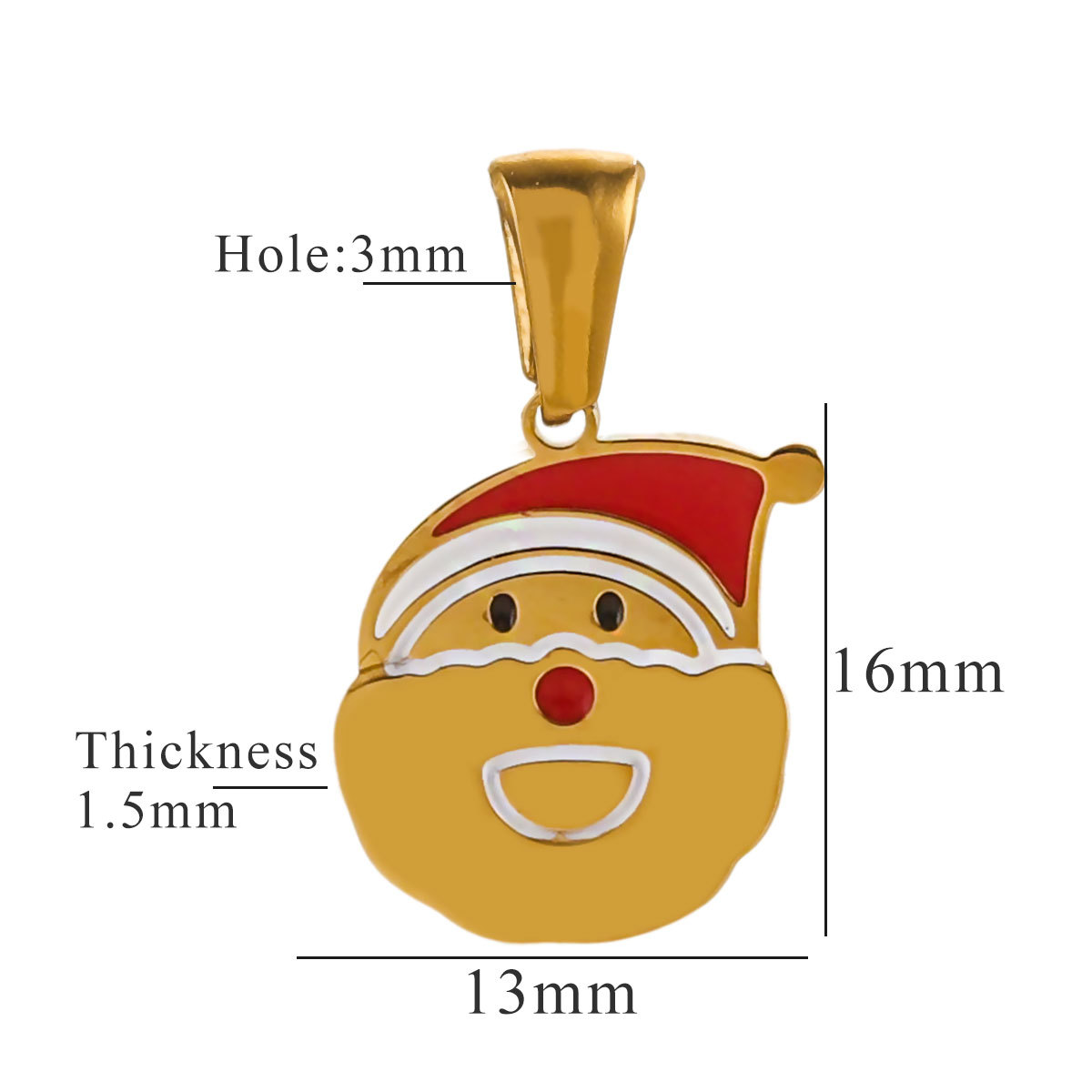 1 Stück klassischer süßer Weihnachts-Cartoon-Anhänger in D-Form aus Titanstahl mit 18 Karat Goldbeschichtung für Unisex 